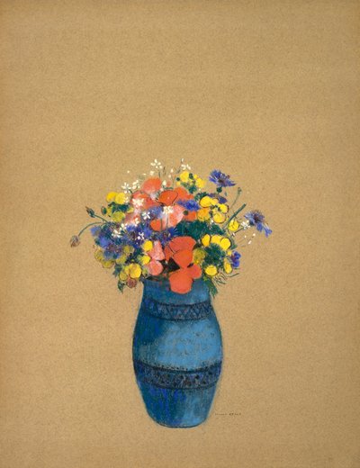 Vaas met bloemen door Odilon Redon